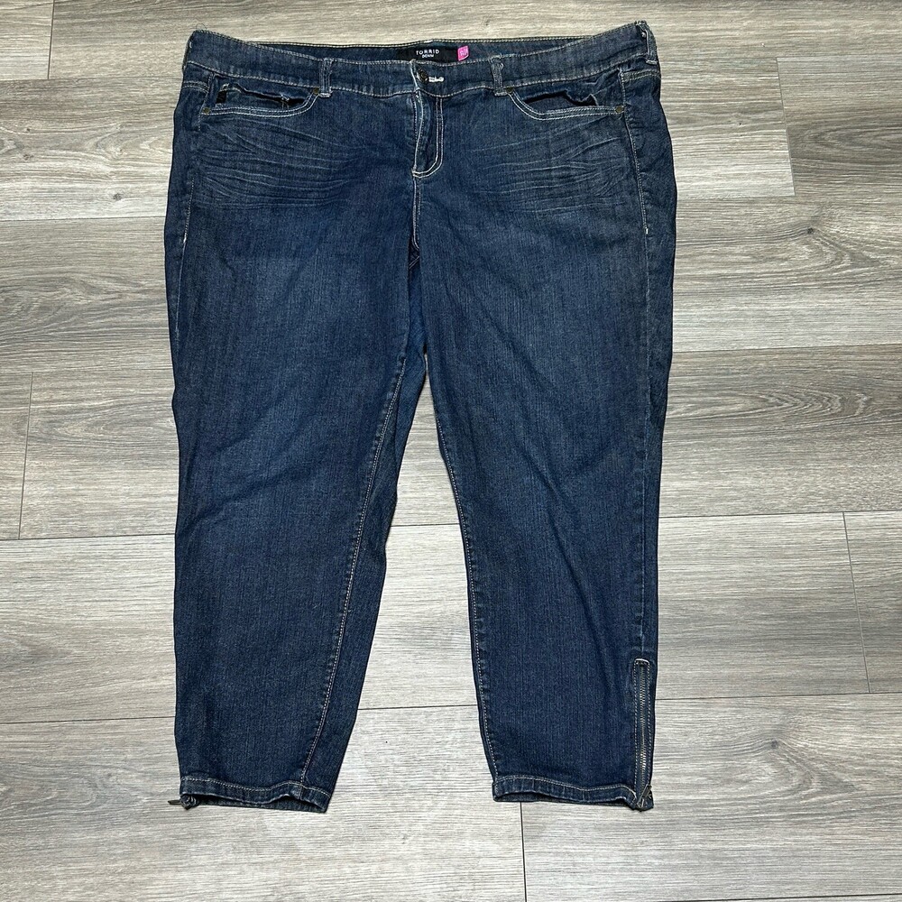 Torrid Jeans Women’s 22 Ankle Zipper Dark Wash Stretch Skinny Slimming Denim